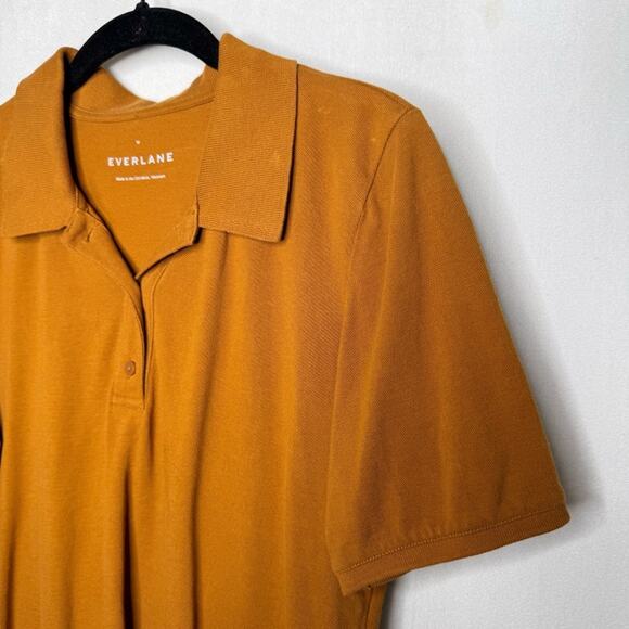 EVERLANE / burnt rust orange short sleeve organic cotton polo shirt / M - Picture 3 of 7